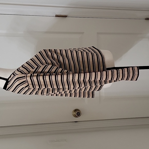 ATM Size M Tan w/ Black Stripes Boy Tee, Long Sleeve, Button Shoulder Detail EUC - Picture 6 of 14